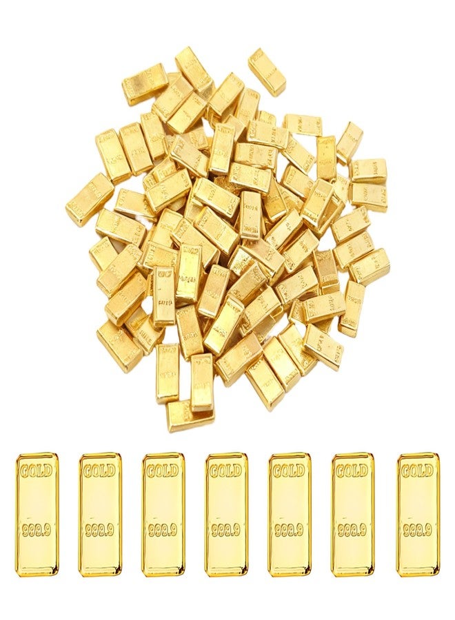 CZMZHFC 100PCS Tiny Fake Gold Bar for Crafts and Dollhouse Miniatures, Shiny Novelty Item for Fairy Garden, Micro Landscaping, Christmas, and Chinese New Year Decorations - Image 1